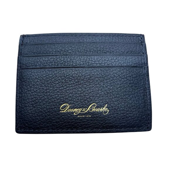 Dooney & Bourke Black Leather Slim Card Holder Minimalist Wallet - Picture 1 of 6